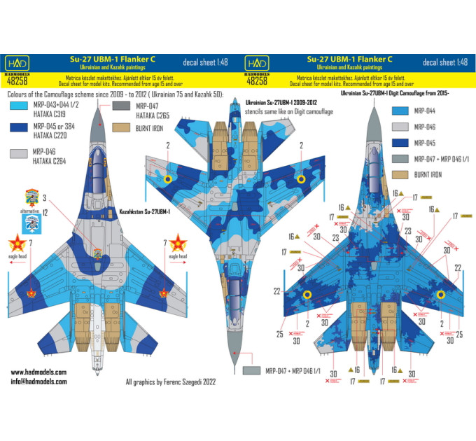 Декаль Су-27УБМ 1/48 HADmodels 48258