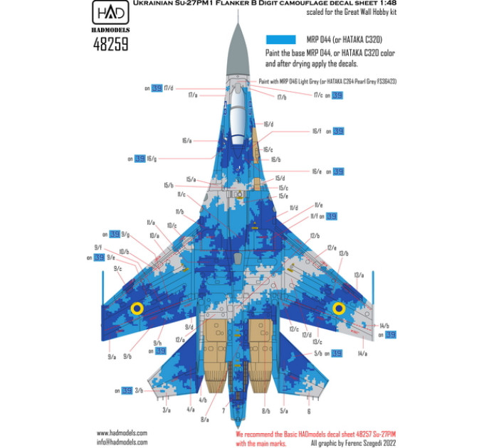 Декаль Су-27 1/48 піксель HADmodels 48259