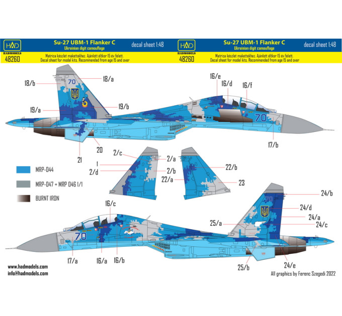 Декаль Су-27УБ 1/48 піксель HADmodels 48260