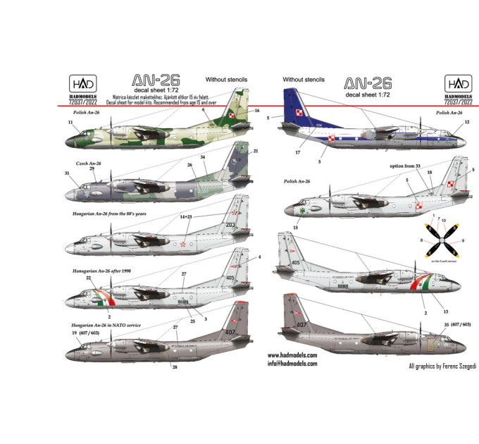 Декаль Ан-26 1/72 HADmodels 72037
