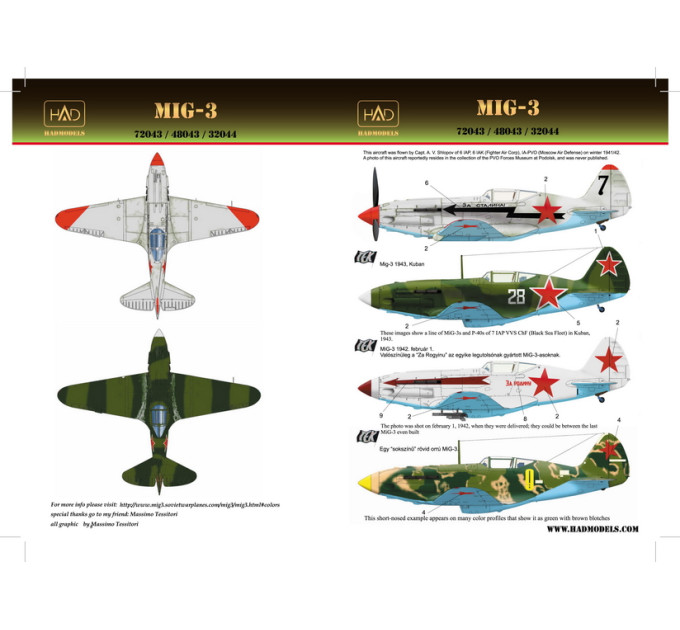 Декаль МіГ-3 1/72 HADmodels 72043