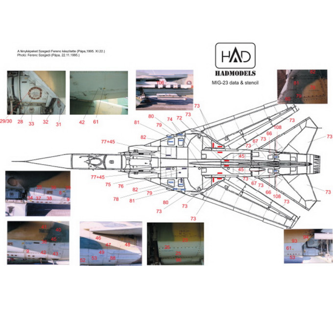 Декаль МіГ-23 тех. написи Hungarian 1/72 HADmodels 72072