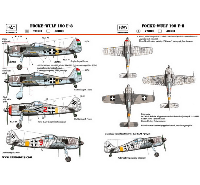 Декаль FW 190F-8 1/72 HADmodels 72083