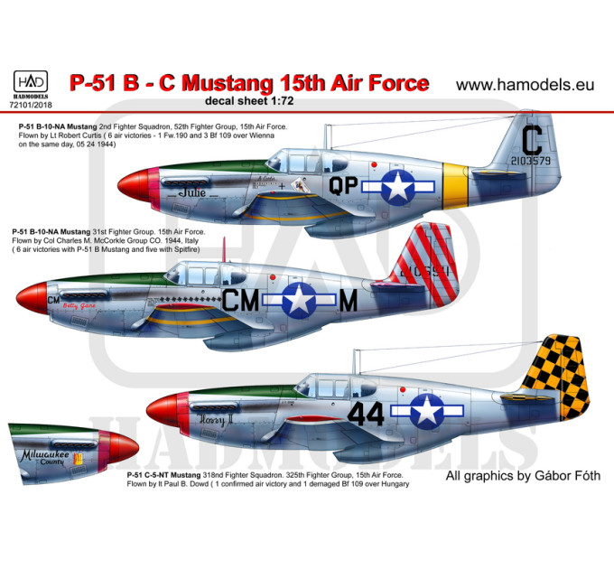 Декаль P-51B Mustang 1/72 HADmodels 72101