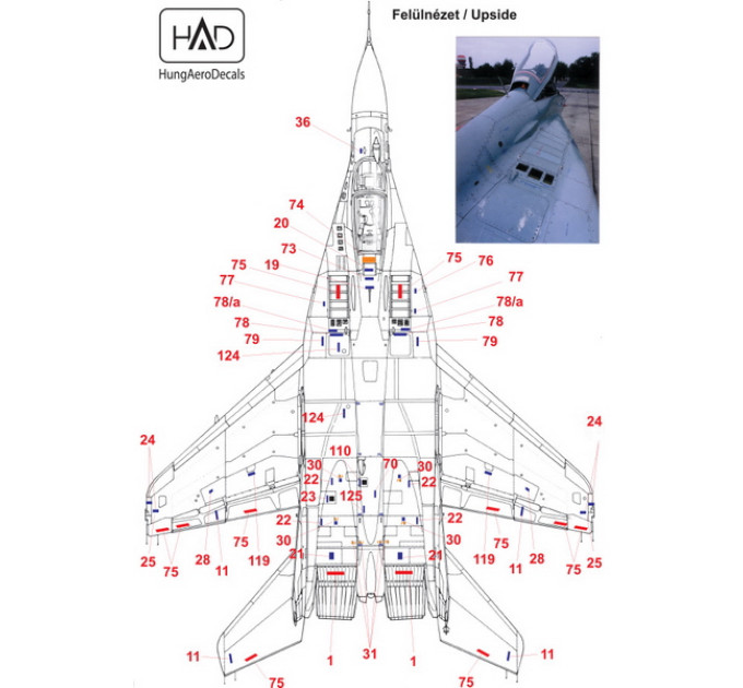 Декаль МіГ-29 тех. написи 1/72 HADmodels 72111