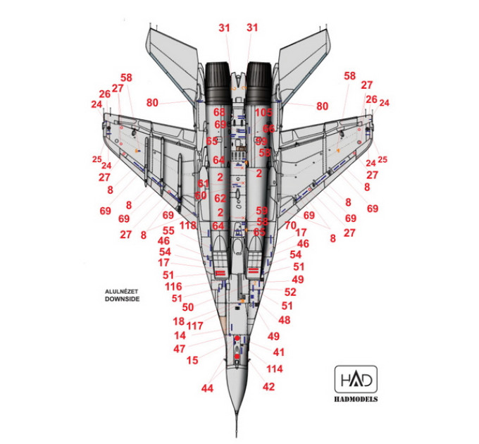 Декаль МіГ-29 тех. написи 1/72 HADmodels 72111