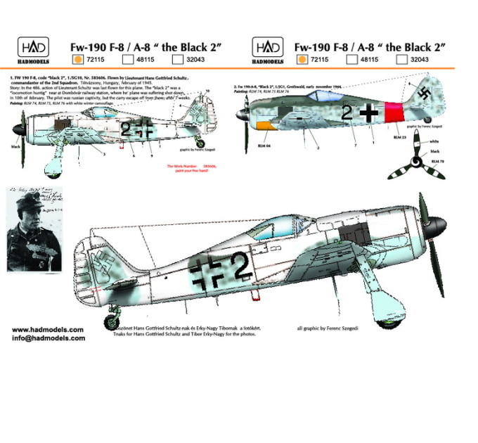 Декаль Fw 190F-8 1/72 HADmodels 72115