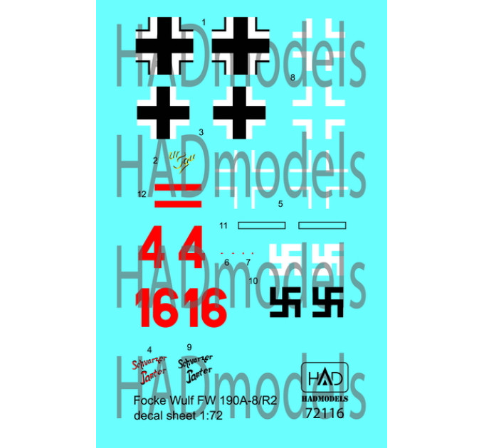Декаль Fw 190A-8 /R2 1/72 HADmodels 72116