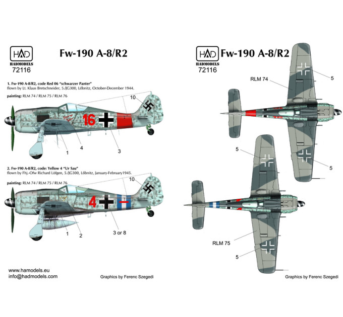 Декаль Fw 190A-8 /R2 1/72 HADmodels 72116