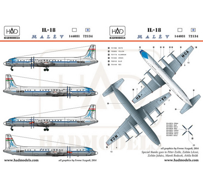 Декаль Іл-18 1/72 HADmodels 72134