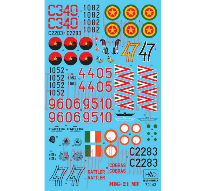 Декаль МіГ-21МФ 1/72 HADmodels 72143