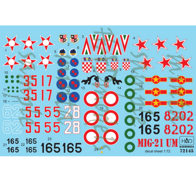 Декаль МіГ-21УМ 1/72 HADmodels 72145