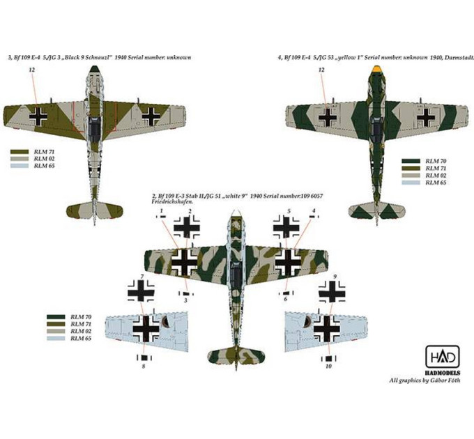 Декаль Me Bf 109E1/3/4 1/72 HADmodels 72150