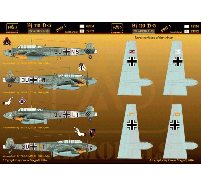 Декаль Bf 110D 1/72 HADmodels 72152