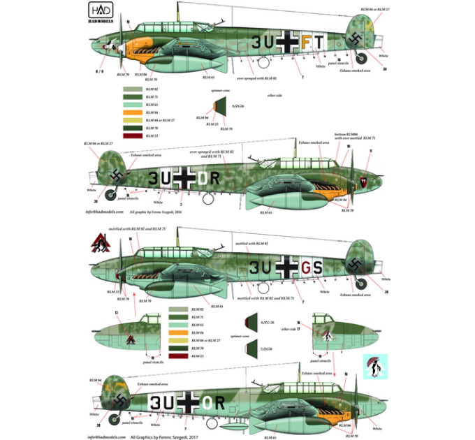Декаль Bf 110D 1/72 HADmodels 72153