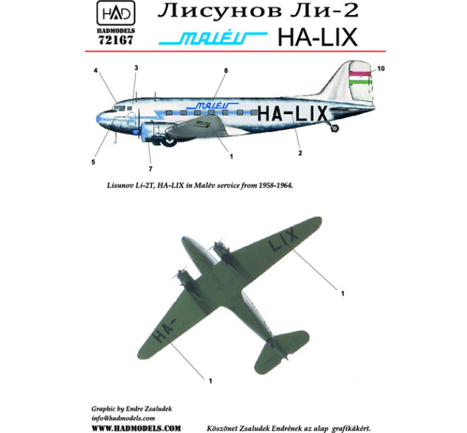 Декаль Лі-2 1/72 HADmodels 72167