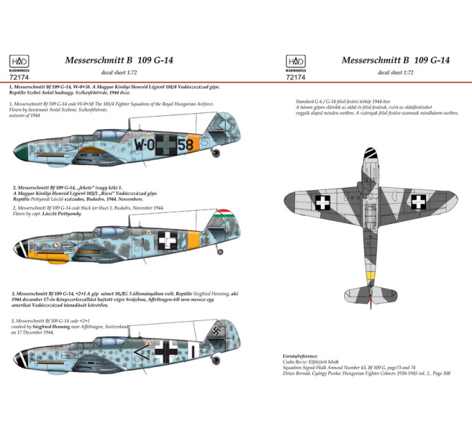 Декаль Bf 109G-14 1/72 HADmodels 72174