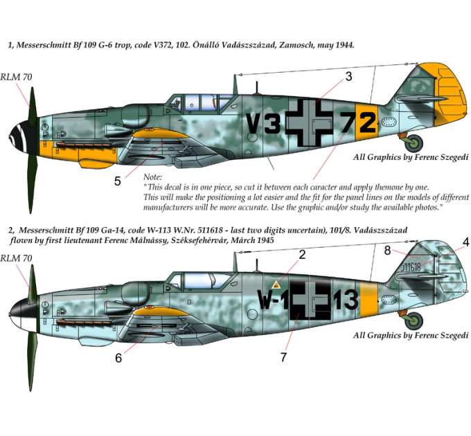 Декаль Bf 109G-14 / G-6 1/72 HADmodels 72177