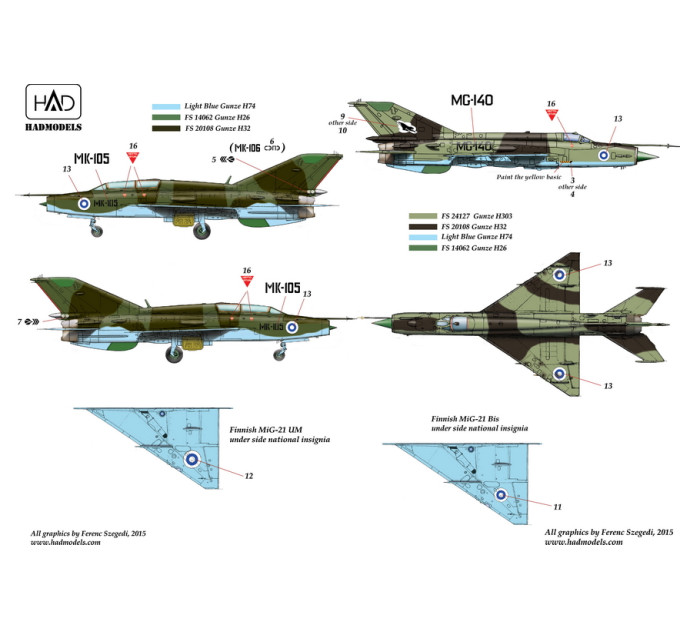 Декаль МіГ-21БіС/УМ 1/72 HADmodels 72180