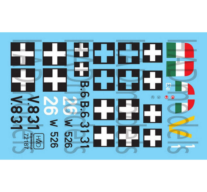 Декаль Bf 109G-6, Ju 87D-5, Fw 190F-8 1/72 HADmodels 72187
