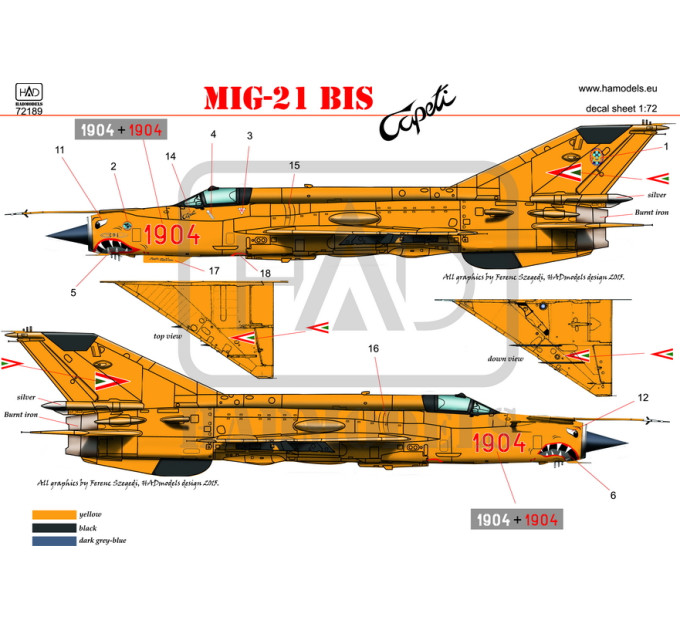 Декаль МіГ-21БіС 1/72 HADmodels 72189