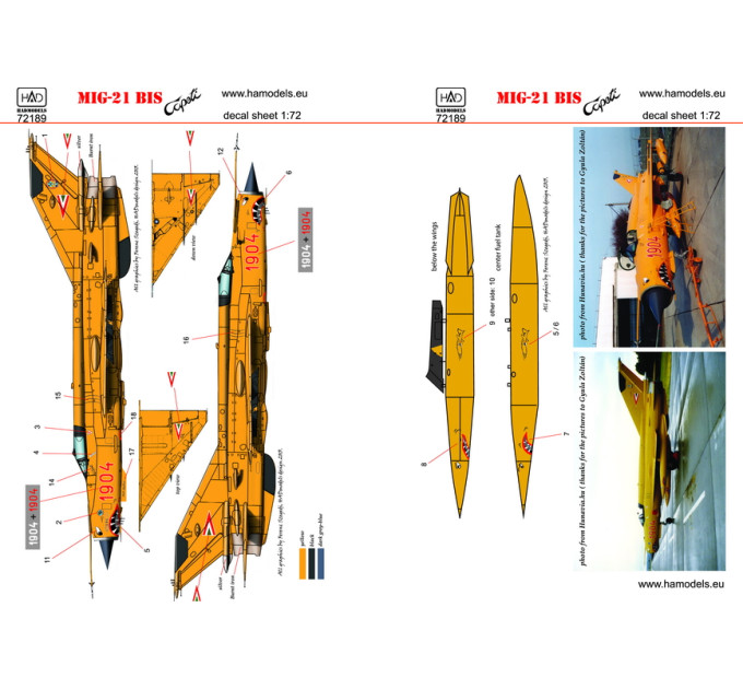 Декаль МіГ-21БіС 1/72 HADmodels 72189