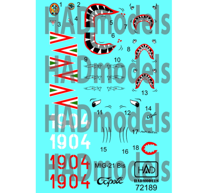 Декаль МіГ-21БіС 1/72 HADmodels 72189