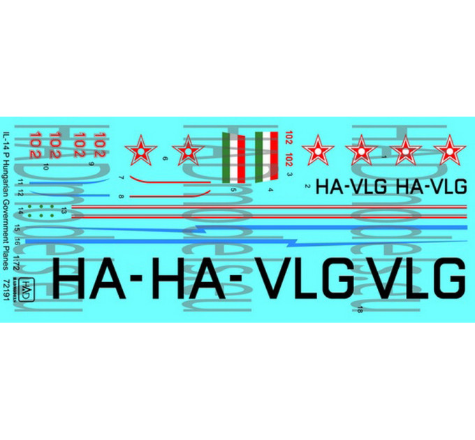 Декаль Іл-14Р 1/72 HADmodels 72191