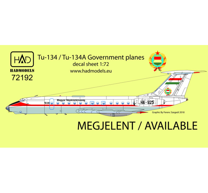Декаль Ту-134А 1/72 HADmodels 72192