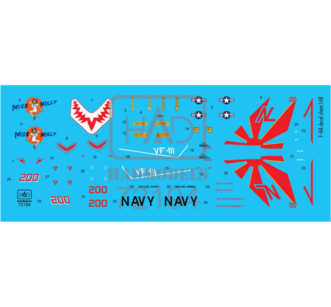 Декаль F-14A 1/72 HADmodels 72194