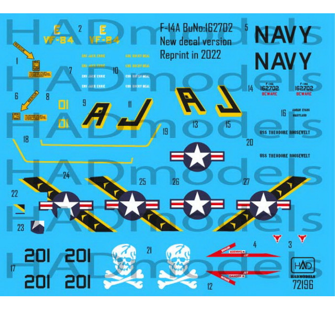 Декаль F-14A 1/72 HADmodels 72196