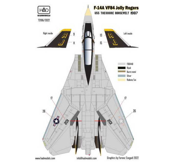 Декаль F-14A 1/72 HADmodels 72196