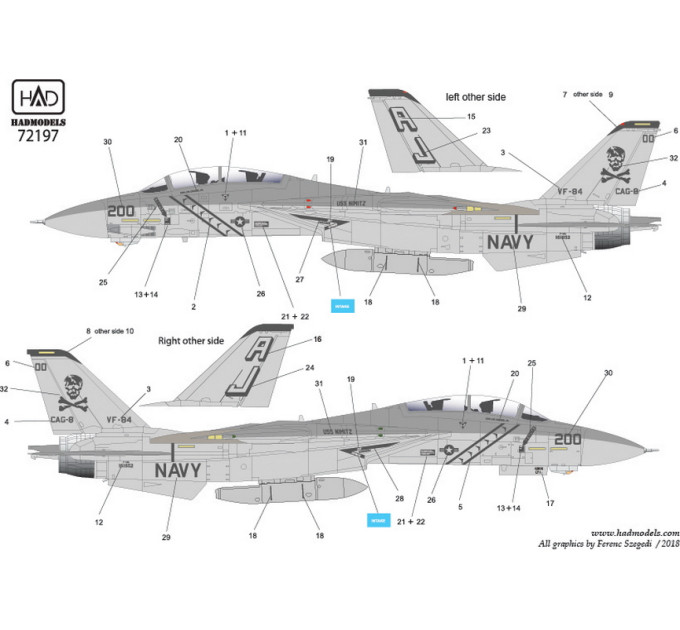 Декаль F-14A 1/72 HADmodels 72197