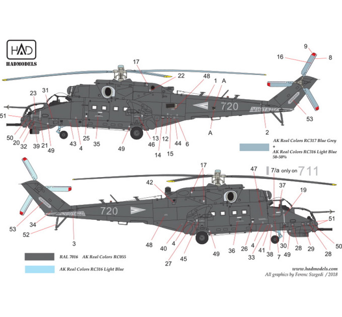 Декаль Мі-24B 1/72 HADmodels 72198