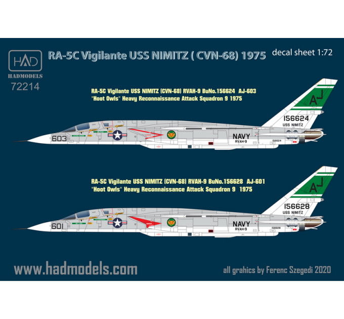 Декаль RA-5C 1/72 HADmodels 72214