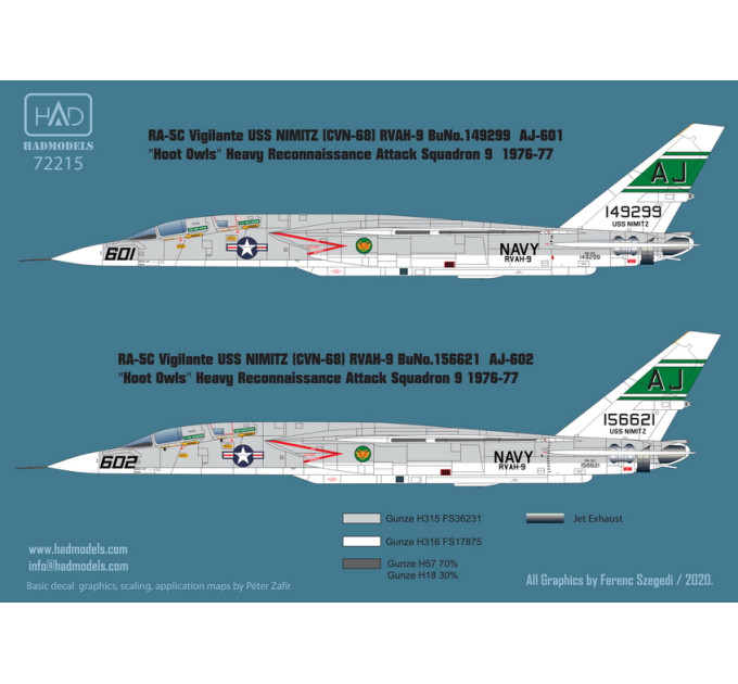 Декаль RA-5C 1/72 HADmodels 72215