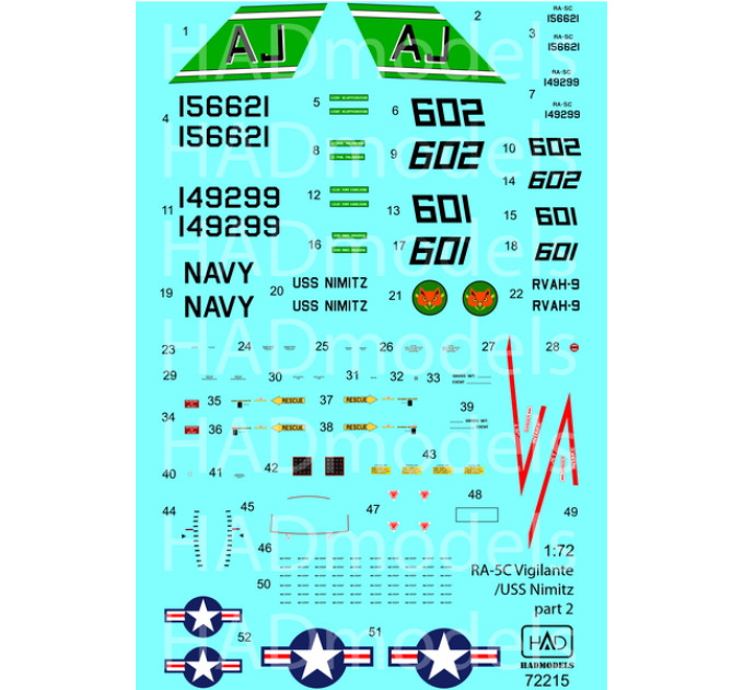 Декаль RA-5C 1/72 HADmodels 72215