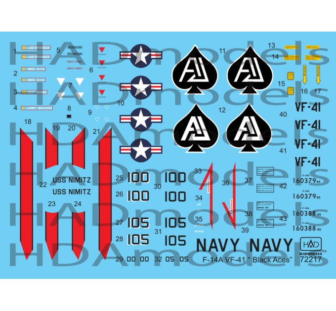 Декаль F-14A 1/72 HADmodels 72217