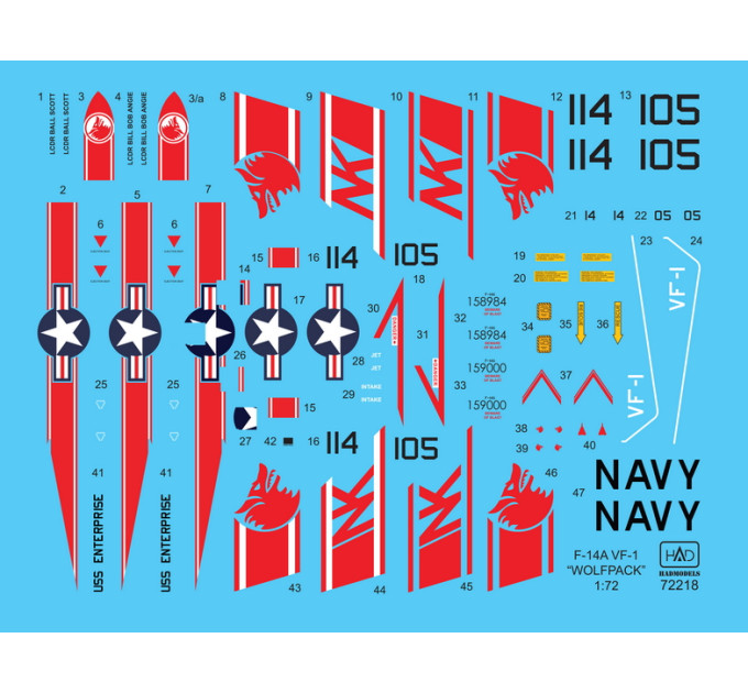 Декаль F-14A 1/72 HADmodels 72218