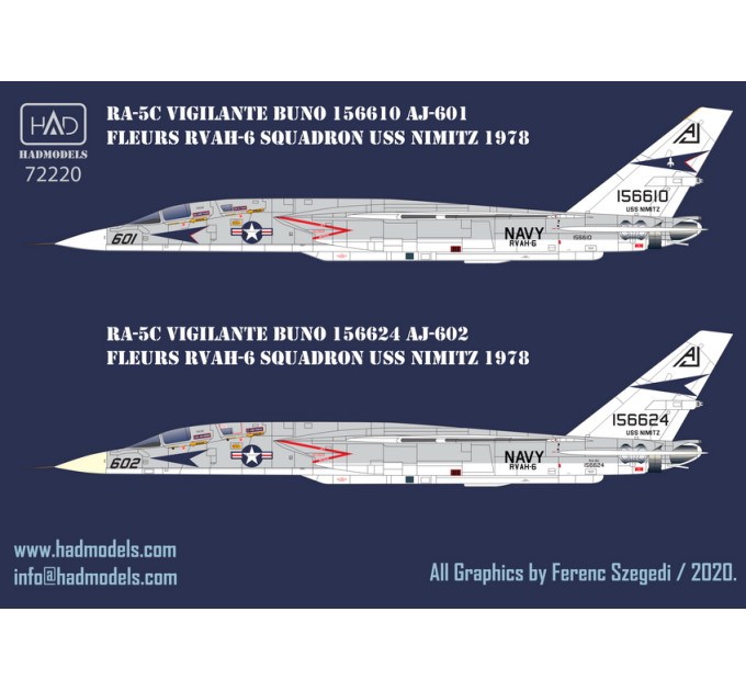 Декаль RA-5C 1/72 HADmodels 72220