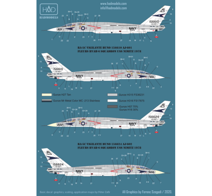 Декаль RA-5C 1/72 HADmodels 72220