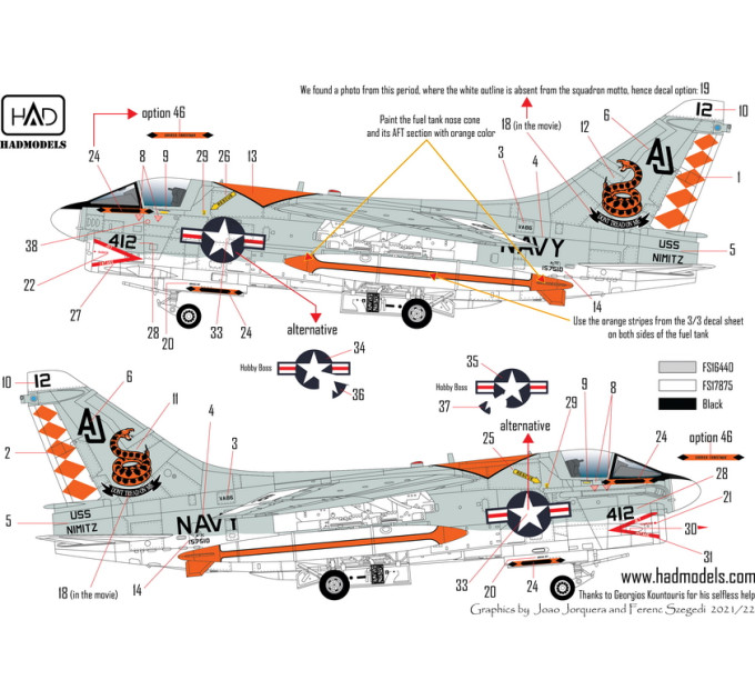 Декаль A-7E Corsair 1/72 HADmodels 72221