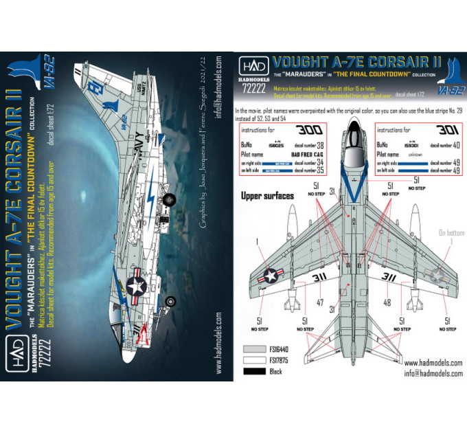 Декаль A-7E Corsair 1/72 HADmodels 72222