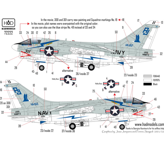 Декаль A-7E Corsair 1/72 HADmodels 72222