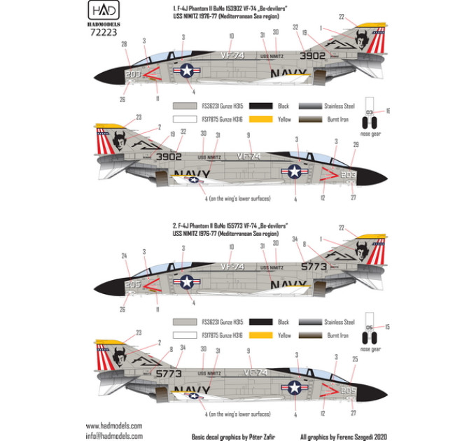 Декаль F-4J Phantom 1/72 HADmodels 72223