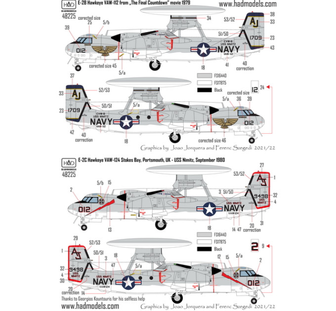 Декаль E-2C/B Hawkeye 1/72 HADmodels 72225