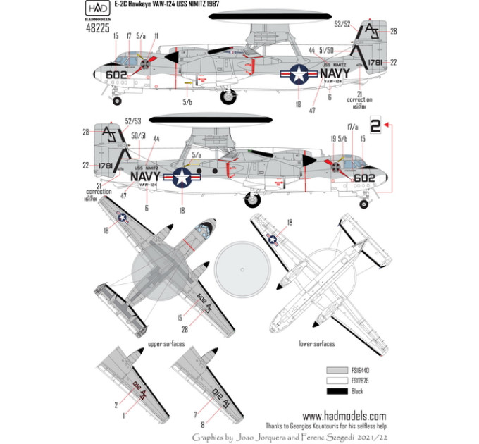 Декаль E-2C/B Hawkeye 1/72 HADmodels 72225