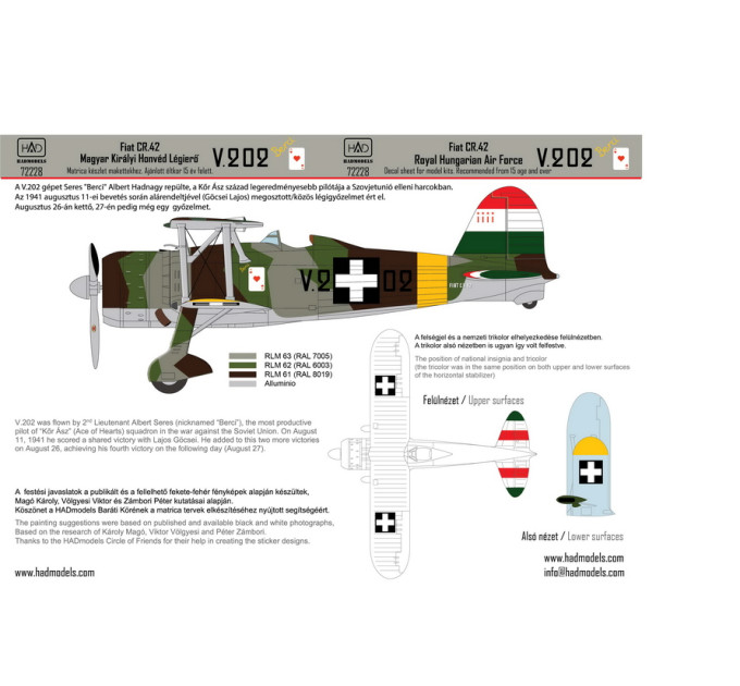 Декаль CR-42 1/72 HADmodels 72228