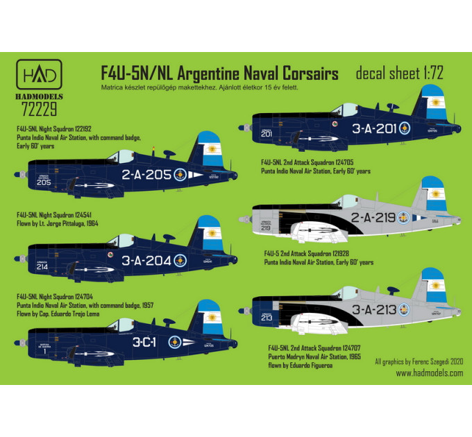 Декаль F4U-5N Corsairs 1/72 HADmodels 72229