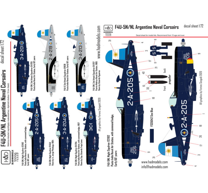 Декаль F4U-5N Corsairs 1/72 HADmodels 72229